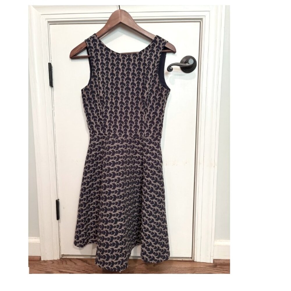 Navy A-line Mini Dress with print